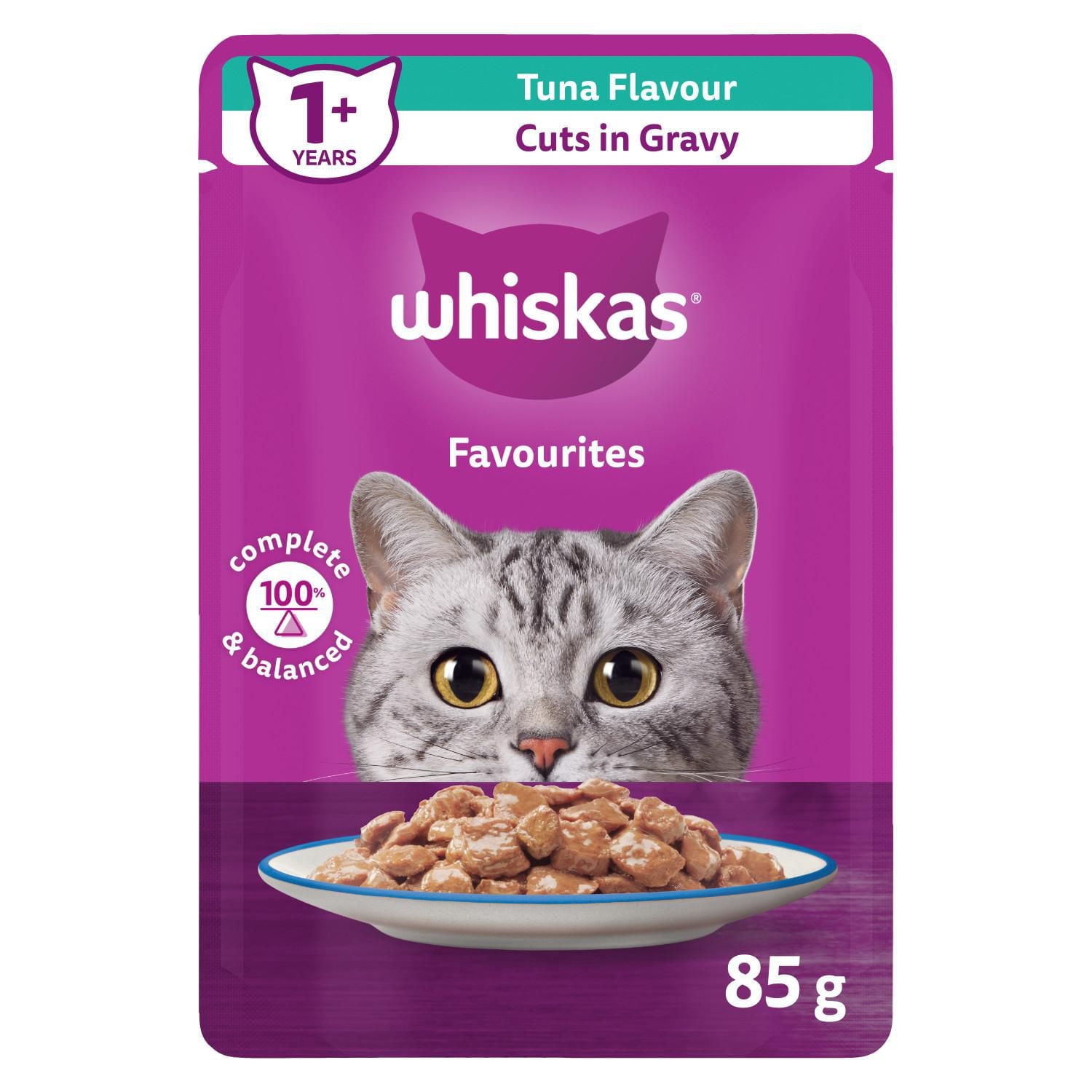 WHISKAS FAVOURITES Cuts in Gravy Tuna Flavour Pouch Adult Wet Cat Food