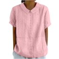 thumbnail image 1 of JIRNDf Chemises pour Femmes Hauts Tendance Été Col à Revers Manches Courtes Mode Tunique Décontractée Blouse RD2 L, 1 of 6