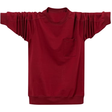 AherBiu Plus Size Mens Long Sleeve Shirts Crew Neck Lightweight Sports Pullover Fall Running Workout Athletic T-Shirts Tops