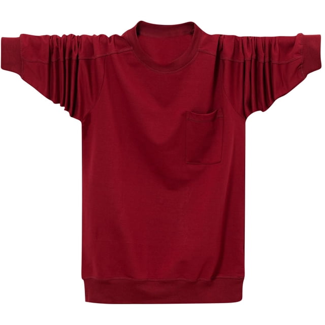 Cameland T-Shirts pour Hommes Grande Taille en Coton à Manches Longues Décontractés à Col Rond T-Shirts Coupe Classique Doux Confortables Hauts Basiques