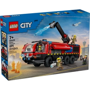 LEGO City Airport Fire Truck Kids Building Jouet - Pretend Play Emergency Vehicle pour les garçons & Filles, Âges 7+ - Jouet de moteur à incendie W/ 4 Minifigures pour pompiers - Idée cadeau pour les anniversaires - 60499