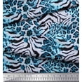 thumbnail image 3 of Soimoi Blue Modal Satin Fabric Leopard & Wild Animal Skin Print Sewing Fabric BTY 42 Inch Wide, 3 of 3