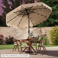 thumbnail image 1 of Costway 10 FT Solar Patio Umbrella with 24 LED Lights 8 Ribs & Tilt Adjustment Beige, 1 of 10