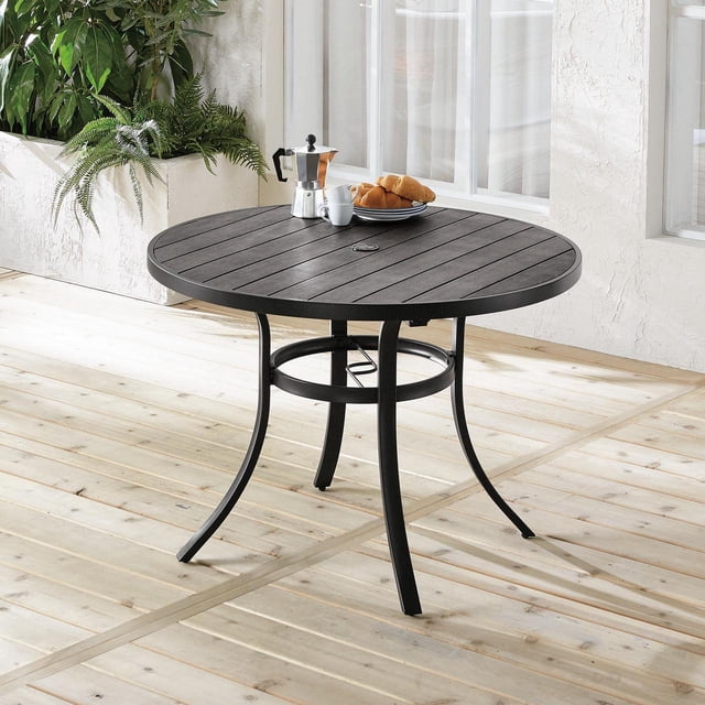 Table à dîner ronde extérieure en acier 101,6 cm HOMETRENDS, noir