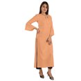 thumbnail image 2 of Moomaya Solid Rayon Kurta For Women bell Sleeve Drawstring Neck Long Ethnic Kurti, 2 of 7