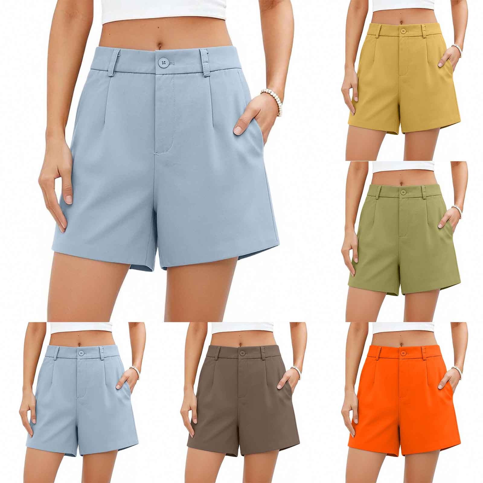 YanHoo Plus Size Shorts for Women High Waist Solid Color Short