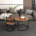 thumbnail image 4 of Rustic Modern Solid Wood and Iron 3pc Coffee Table Set - Natural and Black, 4 of 7