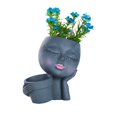 thumbnail image 2 of Face Pot de Plantation Visage Pots de Fleurs Doubles en un pour Plantes d'Intérieur et d'Extérieur Pot Tête en Résine avec Trou de Drainage Mignon Pots de Plantes Lady, 2 of 6