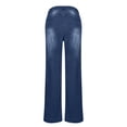 thumbnail image 4 of HongQid Women's Drawstring Wide Leg Jeans High Elastic Waisted Stretch Frayed Loose Fit Trouser Jeans Denim Pants, 4 of 8