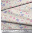 thumbnail image 2 of Soimoi White Poly Georgette Fabric Heart & Unicorn Kids Printed Fabric 1 Yard 52 Inch Wide, 2 of 3