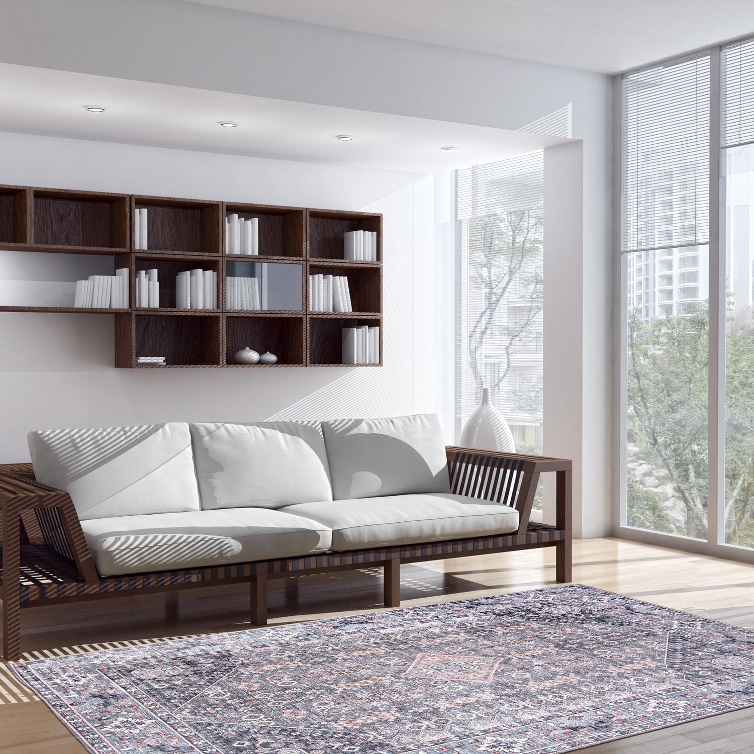 ECARPET Oriental Indoor Area Rug Flatweave Carpet for Living Room, Bedroom, Eco Friendly, Machine Washable, Senneh Collection