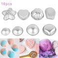 thumbnail image 2 of 16Pcs DIY Soap Mold Sphere Metal Bath Bomb Fizzy Craft Cake Candle Tart Moulds, 2 of 9