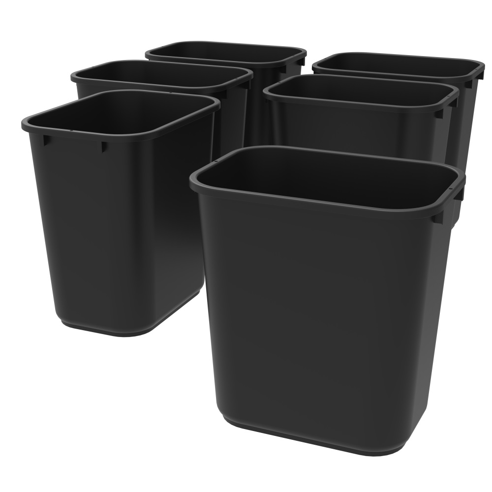 Medium Waste Basket, Black (Case of 6)