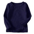 thumbnail image 1 of DPTALR Toddler Kids Boys Girls Shirts Solid Color Round Neck Long Sleeve Top, 1 of 5