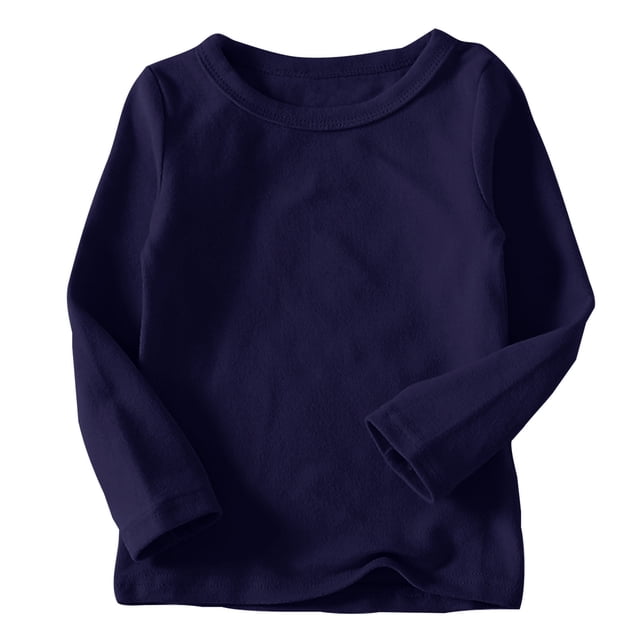 DPTALR Toddler Kids Boys Girls Shirts Solid Color Round Neck Long Sleeve Top
