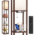 thumbnail image 1 of Floor Lamp with Shelves LED Modern Shelf Floor Lamp with USB Ports & Power Outlet Color Temperature Storage Display Wood Column Standing Tall Lamp for Living Room Bedroom Off, 1 of 3