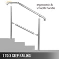 thumbnail image 3 of VEVOR Main Courante Transitionnelle en Acier Inoxydable Compatible avec Surface de Niveau et Escalier Réglable de 1 à 3, Rampes d'Intérieur et d'Extérieur, Capacité de 220 Lb avec Trousse d'Installation, Porche Bricolage, Argent, 3 of 9