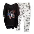 thumbnail image 2 of Mikilon Ensemble de Détente Confortable pour Femmes 2 Pcs Imprimé Décontracté Manches Moyennes Col Rond + Pantalon Noir-F TP, 2 of 5