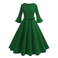 thumbnail image 1 of cfhntfmh Robes de Cocktail pour Femmes Élégantes à Manches Longues Évasées Robe d'Automne de Noël Ceinturée à Col Rond Robe de Soirée, 1 of 6