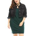 thumbnail image 1 of GRACE & GRANDEUR Women's Plus Jean Jackets Button Down Denim Bomber Jacket, 1 of 6