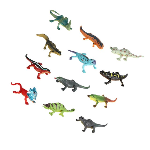 12 Pcs Figurines d'Animaux Réalistes pour Collection Fête Salon Bureau, Fournitures des Fêtes Lézard