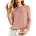 thumbnail image 1 of INSPIRE CHIC Blouses Décontractées pour Femmes à Col Rond en Dentelle Florale à Manches Longues en Chiffon Hauts TP Rose Foncé, 1 of 8