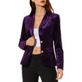 thumbnail image 1 of INSPIRE CHIC Blazer en Velours Vintage pour Femme, Revers Cranté, devant Boutonné, Veste de Bureau, S Violet, 1 of 8