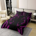thumbnail image 2 of Erosebridal Abstract 100% Cotton Comforter Cover Queen for Teens, Gradient Rectangle Bedding Queen Size, Modern Checkered Decor, Reversible（No Comforter）, 2 of 6
