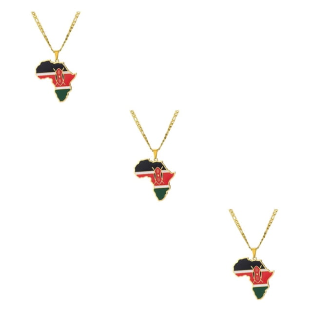 Maytalsory Collier Léger et Confortable avec Pendentif Carte de l'Afrique Déclaration Kenya Ensemble de 3