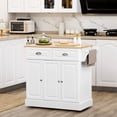 thumbnail image 2 of HOMCOM Kitchen Island with Rubber Wood Top Rolling Kitchen Serving Cart, 2 of 10