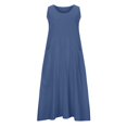 thumbnail image 4 of CHOK Robes d'Été pour Femmes 2024 Sans Manches à Encolure Carrée Couleur Unie Robe Midi de Soleil Coton Lin avec Poches Robe Débardeur Longues Robes pour Adolescentes, 4 of 8