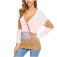 thumbnail image 3 of RKSTN Chandails pour Femmes Mode Décontractée Manches Longues Décontracté Contraste de Couleurs Patchwork Chandail Blouse Chandails d'Automne, 3 of 4