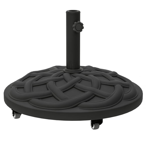 Outsunny Round Patio Umbrella Base with Wheels, 44 lbs Resin Umbrella Stand