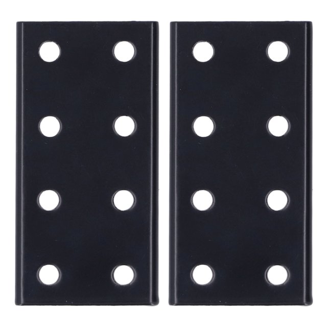 2 Pcs Plaque de Jointure Rectangulaire en Alliage d'Aluminium à 8 Trous pour Table Lit Noir