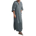 thumbnail image 4 of Ketyyh-chn99 T-Shirt Homme Mode Hommes Décontracté Mode Coton Col en V Manches Longues Robe Veste Haut Gris,P, 4 of 5