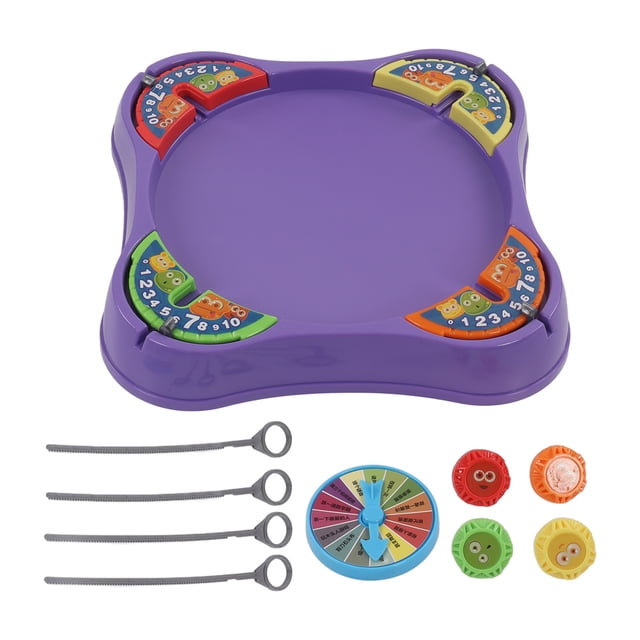 Toy Top, Multiplayer Gift Choice Safe Material Toy Battle Gyroscope for children over 3 years old. Includes a purple battle board, four colorful gyroscopes, a turntable, and four gyroscope needles. Ideal for action toy enthusiasts, multiplayer battling games, and family interaction.