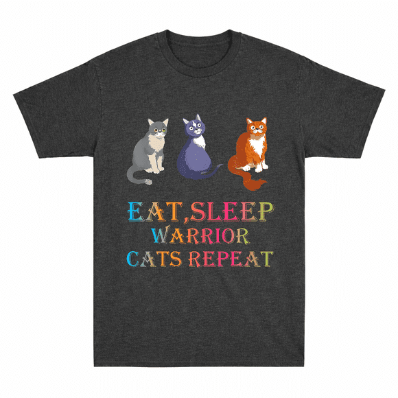 Manger Dormir Guerriers Chats Répéter Drôle Série de Livres de Chats Haut T-Shirt Unisexe V13585, jusqu'à Taille 3TG