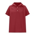 thumbnail image 3 of Plebaso Chemises en Coton et Lin pour Femmes à Boutons Col en V T-Shirts Col Léger Manches Courtes Blouses Décontractées, 3 of 6