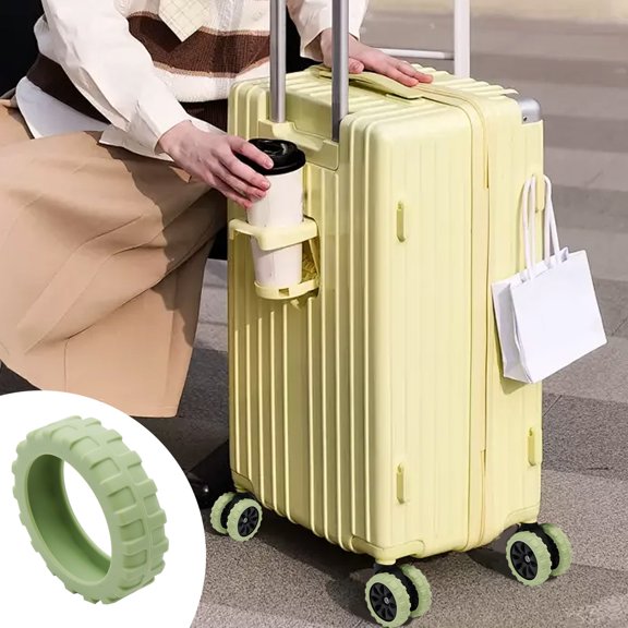 4Pcs Luggage Wheel Covers, Suitcase Wheels Cover, Luggage Wheel Protector, Carry-on Luggage Caster Silicone Cover, Luggage Spinner Wheels Silicone Case with Wear-resistant, Anti-noise(Green)