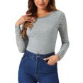 thumbnail image 1 of INSPIRE CHIC Blouse en Dentelle Transparente à Broderie Florale pour Femme à Col Rond à Manches Longues, 1 of 5