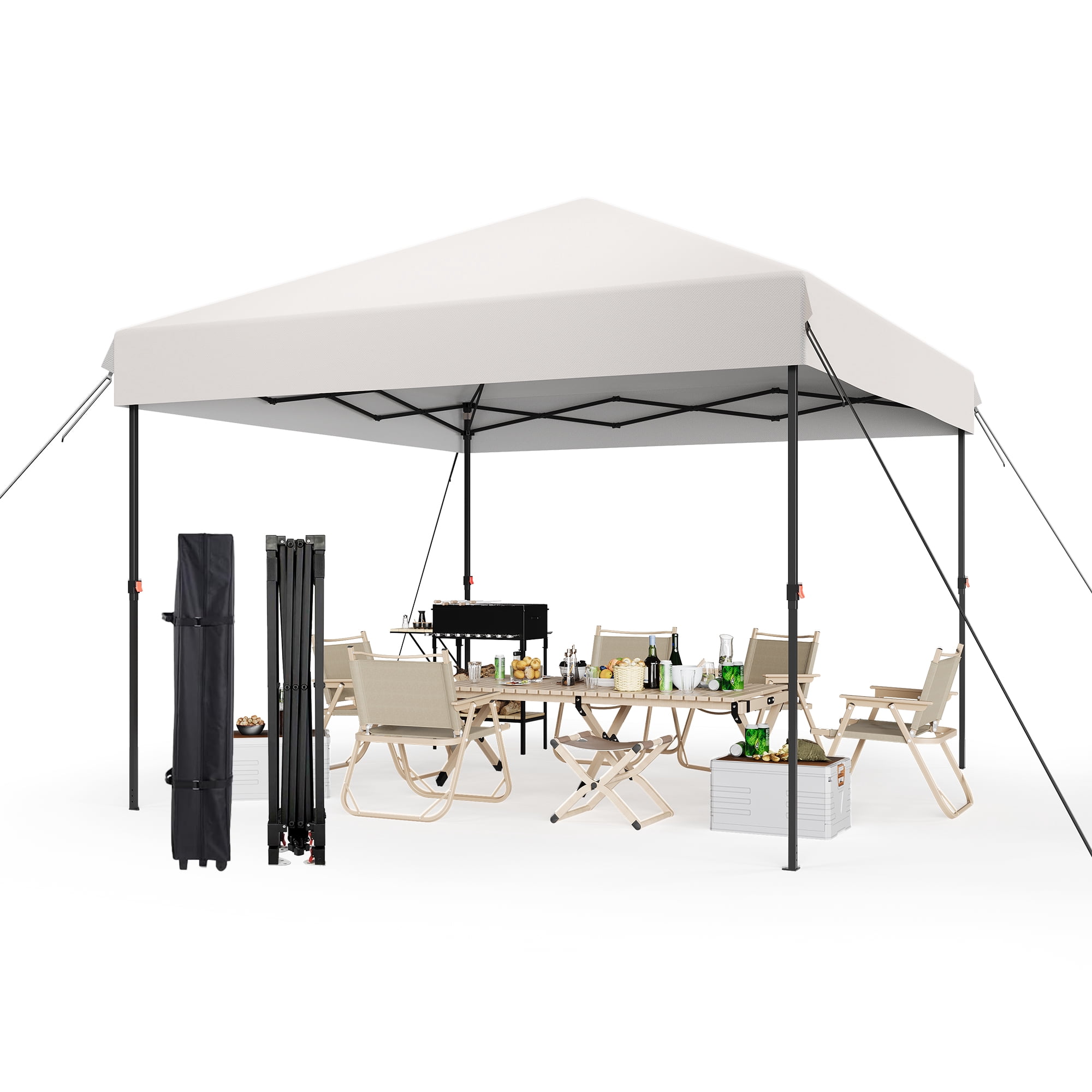 Towallmark 10x10 Pop Up Canopy Tent Outdoor Canopy With No Removable Sidewall One-Person Set Up Heavy Duty Commercial Instant Tent Shelter-White 10' X