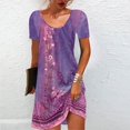 thumbnail image 1 of LOVZFMLL Robe Chandail Imprimée à Col Rond et Manches Courtes pour Femme Violet 5TG, 1 of 5