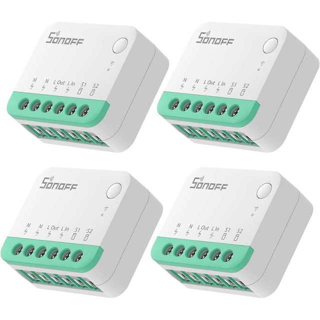 (4 Pcs) MINIR4M Interrupteur Alexa WiFi Intelligent 2 Voies - Module de Commutation WiFi Mat, Compatible avec Alexa, Google Home Assistant, Télécommande via Application eWeLink