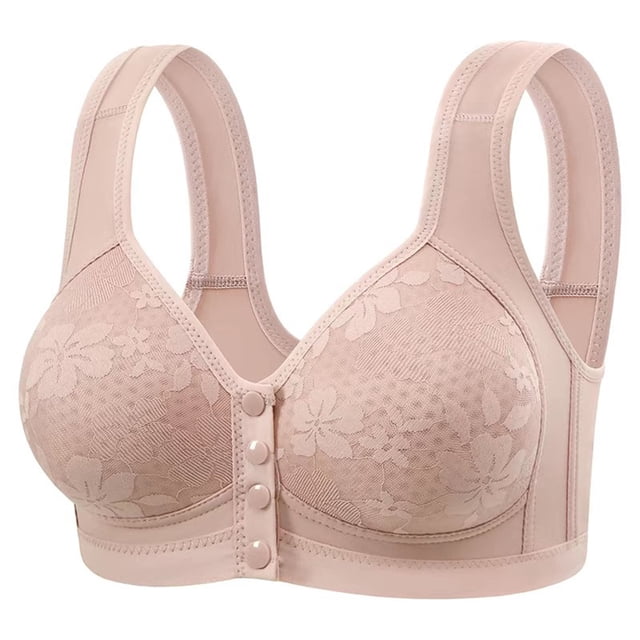 VEKDONE Woman's Lace Fashion Thin Style Ventilate Front Buckle Bra Without Steel Rim Gray 44/100BC