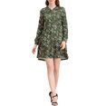 thumbnail image 2 of INSPIRE CHIC Robe Fleurie pour Femme à Col en V, Manches Longues, Taille Cintrée, Demi-Patte de Boutonnage, S Vert Foncé, 2 of 6