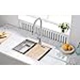 thumbnail image 3 of STARSTAR Workstation Ledge Topmount/Drop-in Single Bowl 304 Stainless Steel Kitchen/Yard/Bar/Laundry/Office Sink, With Grid, Colander, Cutting Board, Strainer (23 x 20 x 9-Wood Colander), 3 of 4
