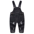 thumbnail image 1 of KIDSCOOL SPACE Baby Boy Girl Ripped Denim Cute Workwear Jean Overalls,Black,3-4 Years, 1 of 8