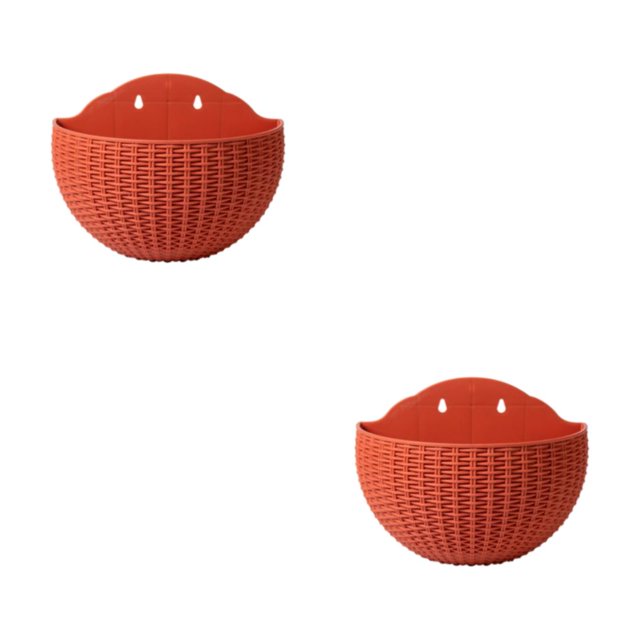 Youkk Easy To Install Double-layer Plastic Flowerpot For Walls Drainage Flower Pot Red 2Set