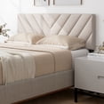 thumbnail image 4 of Gymax Linen Fabric Upholstered Headboard Rectangular Headboard w/ Solid Wood Legs, 4 of 10