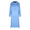 thumbnail image 3 of Robe Maxi à Capuche Décontractée pour Femme, Ample, Unie, avec Cordon de Serrage, en Molleton, Chandail à Poche - Automne Chaud, 3 of 4